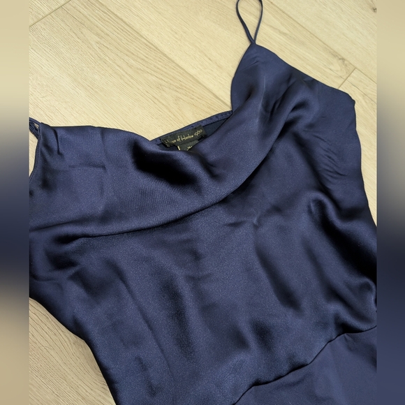 NWT House of Harlow 1960 Midnight Blue Satin Bodysuit - Picture 2 of 8